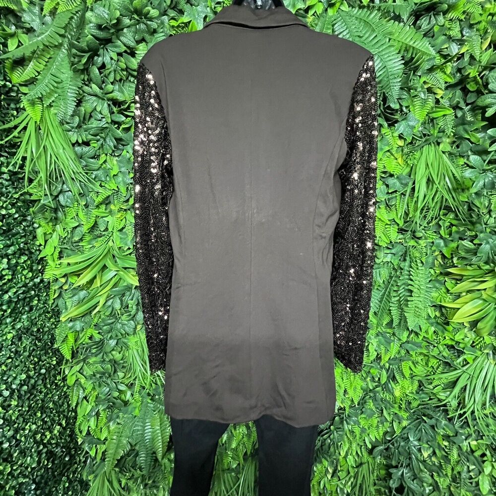 Diane Gilman‎ Women Jacket Small Brown Sequin Sleeve Blazer Relaxed Fit DG2 - Picture 10 of 11